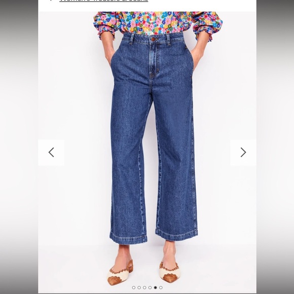 Boden Size 4 Dark Wash Wide Leg Cropped Jeans - Picture 7 of 7
